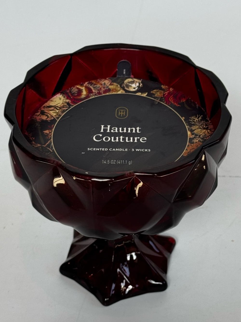 Threshold Faceted Coup Haunt Couture Large Glass Filled Red Wax 14.5oz Candle - Picture 4 of 9
